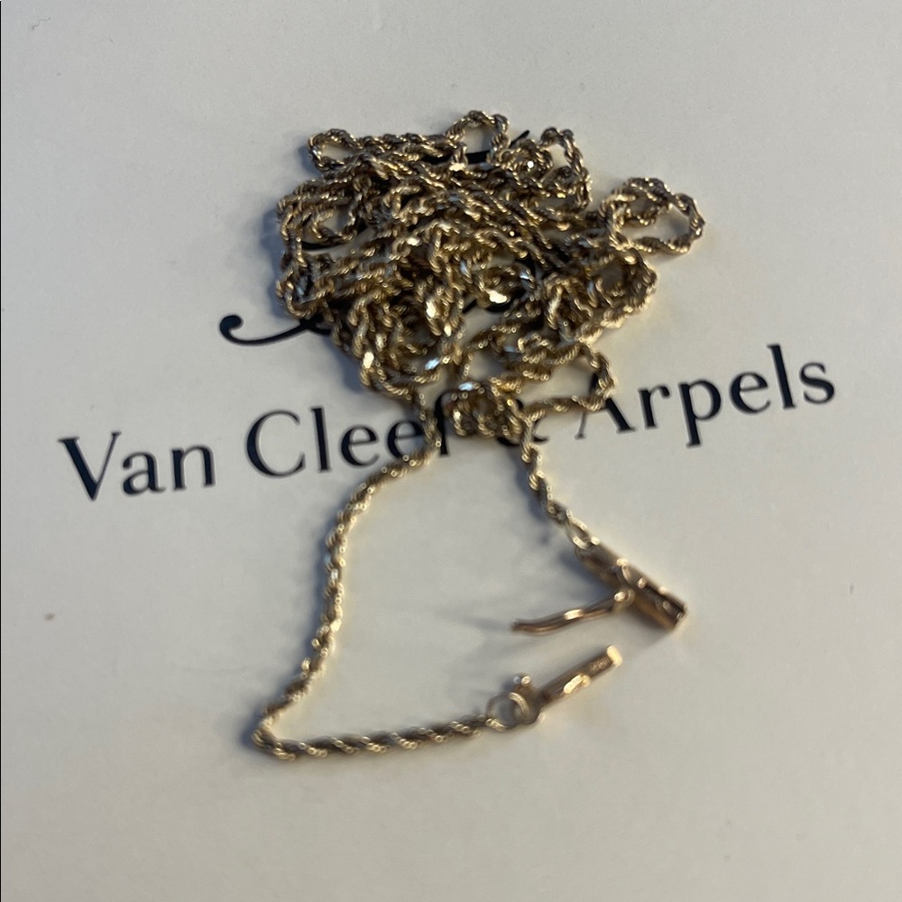 14k yellow Gold diamond cut Rope Chain Necklace 30” - Picture 10 of 11